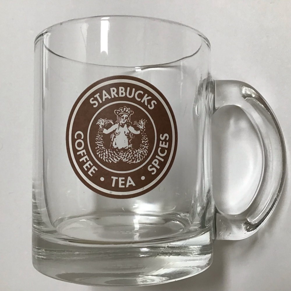 Starbucks Coffee Mug Mermaid Split Tail Logo Clear Glass Brown Tea Cup 2008
